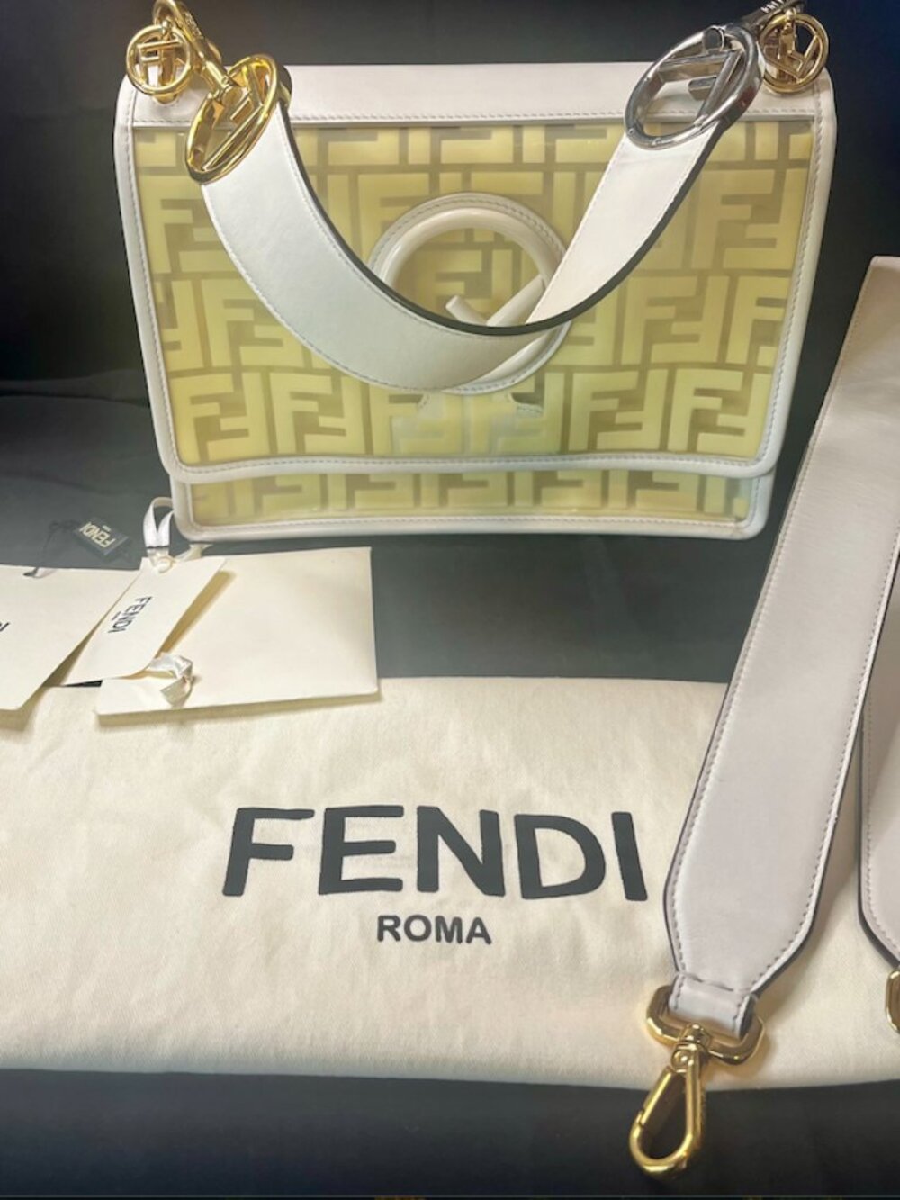 Fendi Kan I F FF Logo Transparent Shoulder Bag White